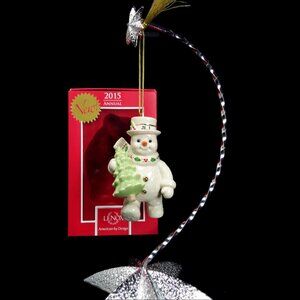 2015 Lenox Ornament Snowman Happy Holly Days Tree Porcelain 24K Gold Accents NIB